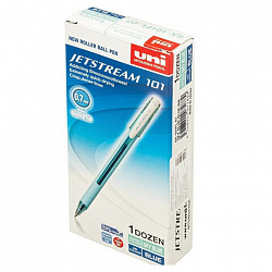 Ручка шариковая масляная с грипом UNI "JetStream", СИНЯЯ, корпус бирюзовый, линия 0,35 мм, ш/к 03743