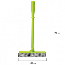 Окномойка ЛЮБАША, пластиковая ручка 40 см, рабочая часть 20 см (стяжка, губка, ручка), 603614