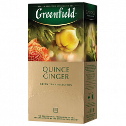 Чай GREENFIELD "Quince Ginger" зеленый с японской айвой и имбирем, 25 пакетиков в конвертах по 2 г, 1388-10