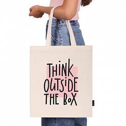 Сумка шоппер BRAUBERG, канвас, 40х35 см, бежевый, "Think outside the box", 271898