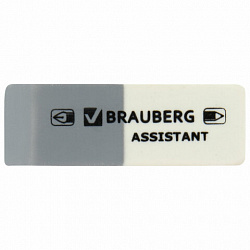 Ластик BRAUBERG "Assistant", 41х14х8 мм, серо-белый, прямоугольный, скошенные края, 222461