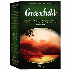 Чай листовой GREENFIELD "Golden Ceylon" черный цейлонский крупнолистовой 200 г, 0791-10