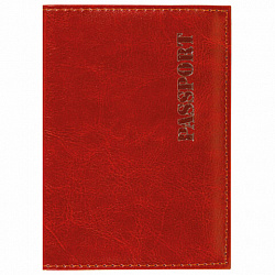 Обложка для паспорта экокожа, мягкая вставка изолон, "PASSPORT", красная, STAFF "Profit", 238408