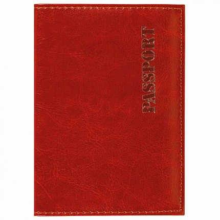 Обложка для паспорта экокожа, мягкая вставка изолон, "PASSPORT", красная, STAFF Profit, 238408