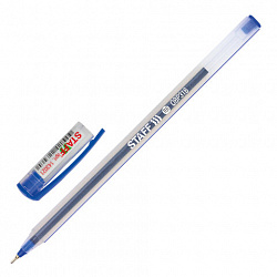 Ручка шариковая масляная STAFF "OBP-316", СИНЯЯ, корпус матовый, игольчатый узел 0,6 мм, линия письма 0,3 мм, 143021