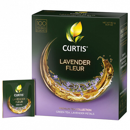 Чай CURTIS "Lavender Fleur" зеленый c лавандой, лепестками роз, 100 пакетиков в конве, 102560