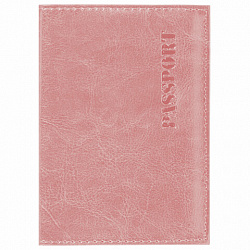 Обложка для паспорта экокожа, мягкая вставка изолон, "PASSPORT", розовая, STAFF "Profit", 238409