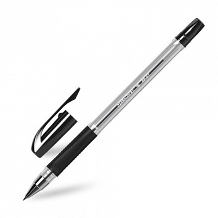 Ручка шариковая BRAUBERG "BP-GT", ЧЕРНАЯ, корпус прозрачный, стандартный узел 0,7 мм, линия письма 0,35 мм, 144006