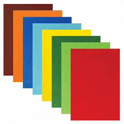 Цветной фетр МЯГКИЙ А4, 2 мм, 8 листов, 8 цветов, плотность 170 г/м2, ЮНЛАНДИЯ, 662050