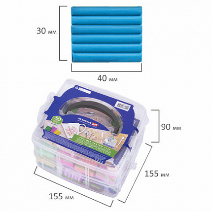 Глина полимерная запекаемая, НАБОР 50 штук (42 цвета) по 20 г, с аксессуарами в кейсе, BRAUBERG ART, 271166