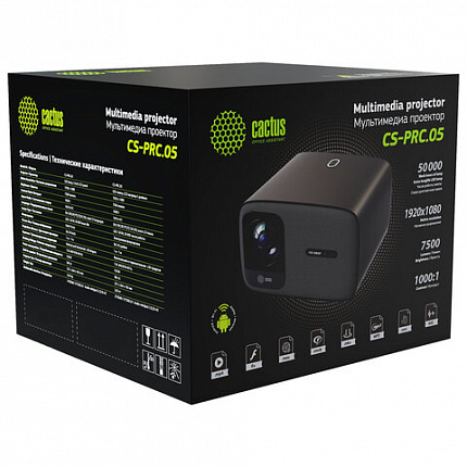 Проектор CACTUS CS-PRC.05B.WUXGA-A, LCD, 1920x1080, 16:9, 4:3, 7500 лм, 1000:1, 1,78 кг