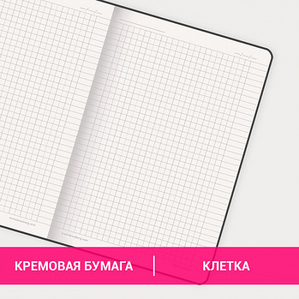 Блокнот А5 (162х218 мм), BRAUBERG "NOTE", под кожу софт-тач, с резинкой, 80 л., клетка, светло-серый, 113441