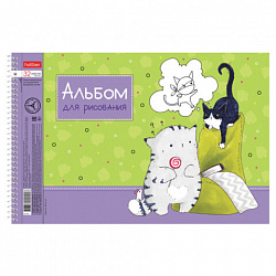 Альбом для рисования А4 32 л., спираль, обл. картон, HATBER, 198х300 мм, "Приключения кота Пирожка" (5 вид), 079775, 32А4Всп