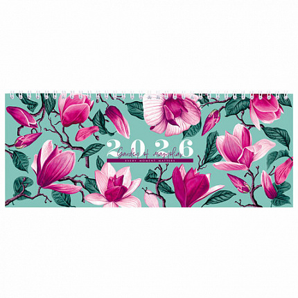 Планинг датированный 2026 285х112 мм, STAFF, гребень, картонная обложка, 64 л., "Сад магнолий", 117365