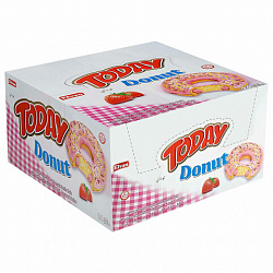 Кекс TODAY "Donut", со вкусом клубники, ТУРЦИЯ, 24 штуки по 40 г в шоу-боксе, 1367т