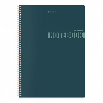 Тетрадь А4, 96 л., BRAUBERG, гребень, клетка, матовая ламинация, "NoteColor" (микс в спайке), 405316