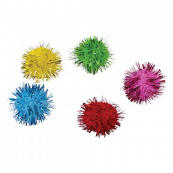 Помпоны для творчества, блестящие, 5 цветов, 25 мм, 30 шт., ОСТРОВ СОКРОВИЩ, 661425