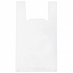 Пакет "майка" КОМПЛЕКТ 100 штук, 28+15х55, ПНД белый, 15 мкм, LAIMA, 700787