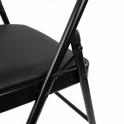 Стул складной BRABIX "Golf Plus CF-003 КОМФОРТ", черный каркас, кожзам черный, В КОРОБЕ, 533026