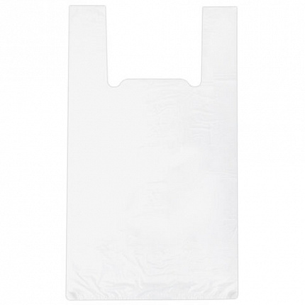 Пакет "майка" КОМПЛЕКТ 100 штук, 28+15х55, ПНД белый, 15 мкм, LAIMA, 700787