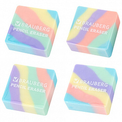 Ластик "PASTEL", 34х34х14 мм, квадратный, ассорти, ЭКО ПВХ, BRAUBERG, 273210