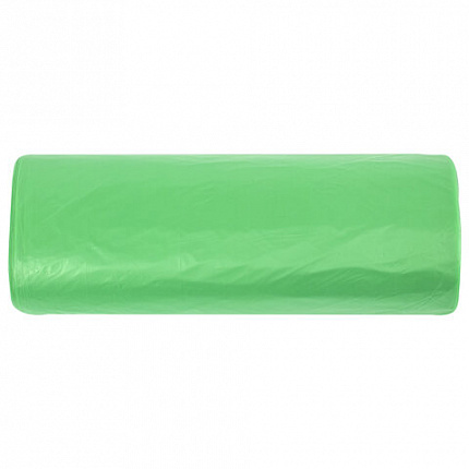 Мешки для мусора биоразлагаемые 60 л, зеленые, рулон 20 шт., ПНД 15 мкм, 60х70 см, ЛЮБАША, 608099