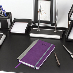 Ежедневник датированный 2026 А5 138x213 мм, BRAUBERG "Mosaic", под кожу, карман для ручки, фиолетовый, 117113