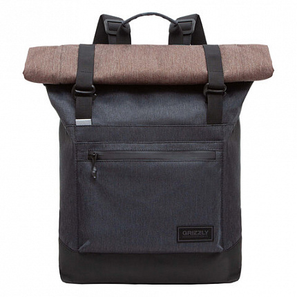 Рюкзак GRIZZLY, карман-антивор, с клапаном, трансформируемый объем, "ROLLTOP", 42х29х11 см, RQL-315-1/2
