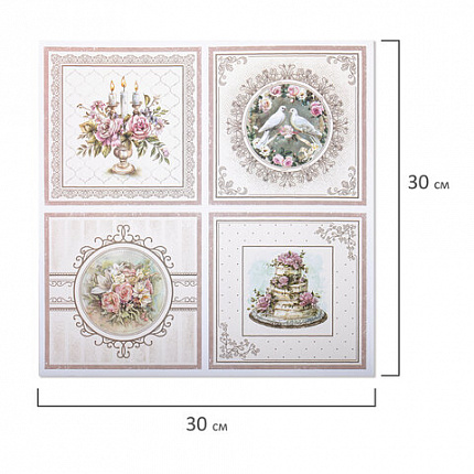 Бумага для скрапбукинга 30х30 см "Свадебный", двусторонняя, 12 листов, 180 г/м2, ОСТРОВ СОКРОВИЩ, 665435