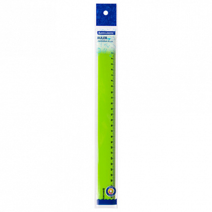 Линейка пластиковая 30 см BRAUBERG "NEON", непрозрачная, ассорти, 210751