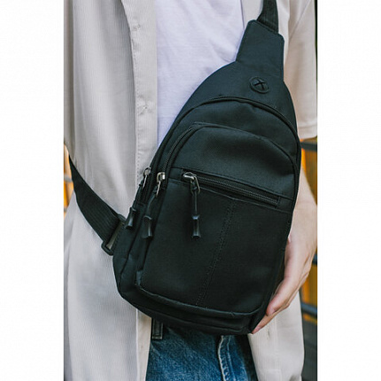 РЕЗЕРВ Рюкзак однолямочный PROMPT, 2 отделения, черный, 29,5х16х5,5 см, WBZ, 273926