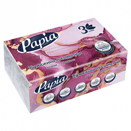 Полотенца бумажные (1 пачка – 100 листов) PAPIA (H3) UNIT PACK, 3-слойные, 23х20,5 см, V-сложение, 5090823