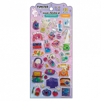 Наклейки гелевые "Красочное веселье", 17,5х9 см, ассорти 6 видов, FUNSTER (ФАНСТЕР), 666079