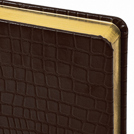 Ежедневник полудатированный А5 (138х213 мм) BRAUBERG "Alligator", под кожу, 192 л., коричневый, 124986