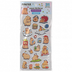 Наклейки зефирные "Капибары", 18х9,5 см, ассорти 6 видов, FUNSTER (ФАНСТЕР), 666093