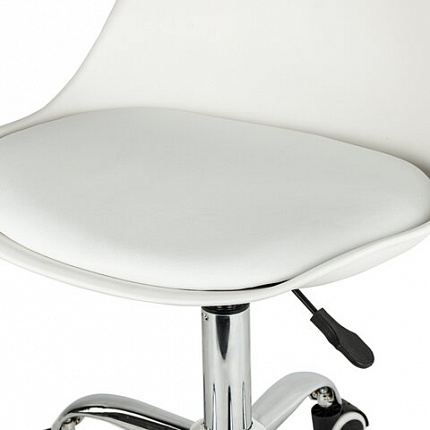 Кресло стул BRABIX "Eames MG-310 CH", хром, пластик белый, экокожа белая, 532923