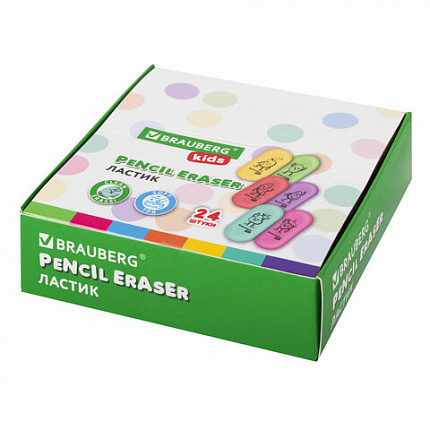 Ластик BRAUBERG KIDS "Fruits", 50х23х10 мм, пастельные цвета ассорти, 272674