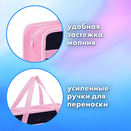 Папка на молнии с ручками BRAUBERG А4, 1 отделение, пластик, 80 мм, "Маленькая прелесть", 273367