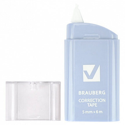Корректирующая лента BRAUBERG COMPACT PASTEL, 5 мм х 6 м, КОМПЛЕКТ 6 штук, пенал с zip-lock, 272496