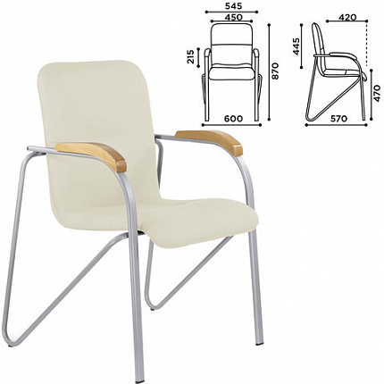 Кресло BRABIX "Samba CF-106 BOX-2", серый каркас, накладки "бук", кожзам бежевый, разобрано, 532764