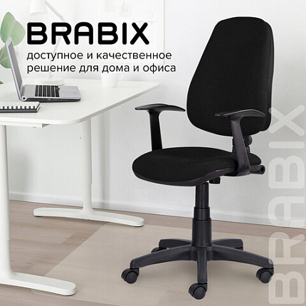 Кресло BRABIX "Comfort MG-321", регулируемая эргономичная спинка, ткань, черное, 532556
