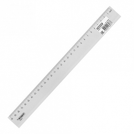 Линейка пластиковая 30 см, ПИФАГОР, прозрачная, бесцветная, 210842