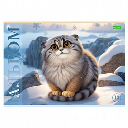 Альбом для рисования А4 12 л., скоба, обложка офсет, HATBER ECO, 205х290 мм, Ассорти (5 видов), 085250, 12А4C