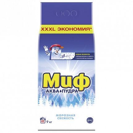Стиральный порошок-автомат 9 кг, МИФ 3 в 1, "Морозная свежесть"