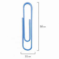 Скрепки большие 50 мм, цветные, 50 шт., в картонной коробке, BRAUBERG, 221533