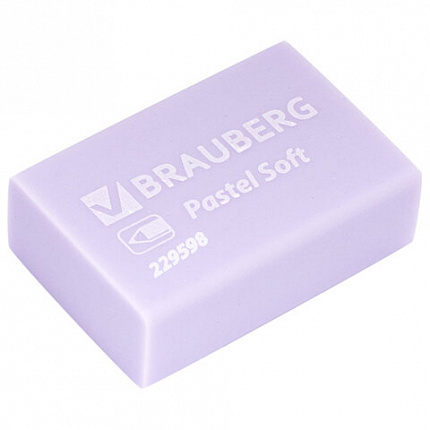 Ластики BRAUBERG "Pastel Soft" НАБОР 12 шт., размер ластика 31х20х10 мм, экологичный ПВХ, 229598
