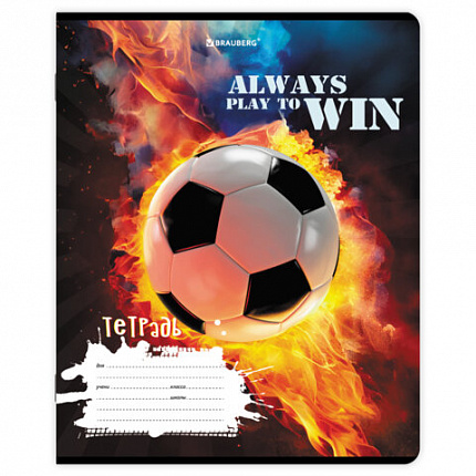 Тетрадь 12 л. BRAUBERG косая линия, обложка картон, ФУТБОЛ, 107290