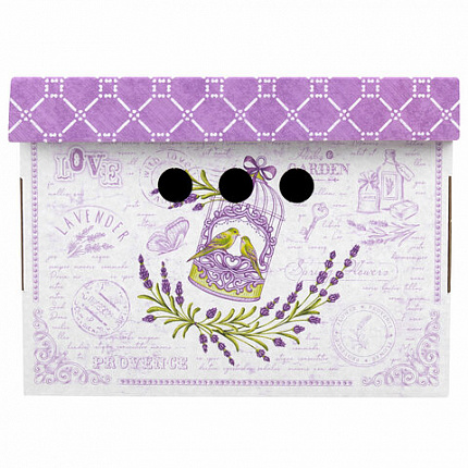 Короб для хранения из плотного микрогофрокартона 330х250х185 мм, КОМПЛЕКТ 4 шт., BRAUBERG HOME "Лаванда", 271813