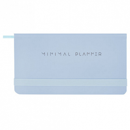 Еженедельник недатированный с резинкой 171х93 мм, BRAUBERG, твердый, 64 л., "Minimal", голубой, 116313