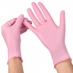 Перчатки нитриловые смотровые SFM Supersoft PINK, Германия, 100 пар (200 шт.), размер M (средний), розовые